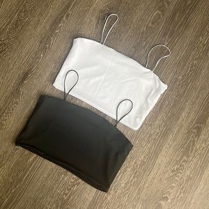 2 NWT Black and White Cropped Tank Tops. L